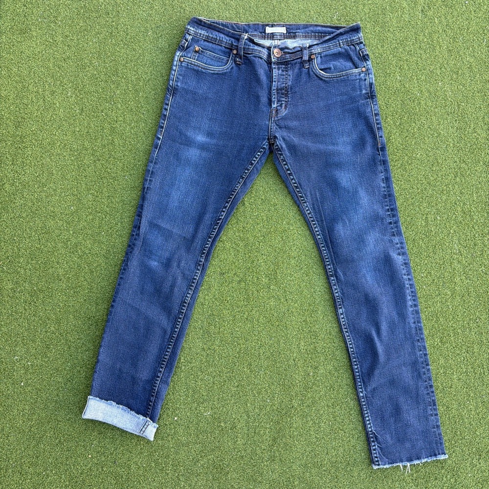 Unbranded Brand Men's 32x29 Selvedge Denim Tapered Slim Fit Jeans Cut Hem